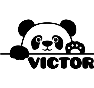 Naklejka do pokoju niemowlaka mała panda z imieniem - TenStickers