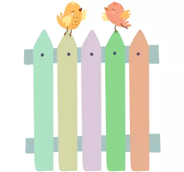 Naklejka ptaki na ścianę Kolorowy płot - TenStickers