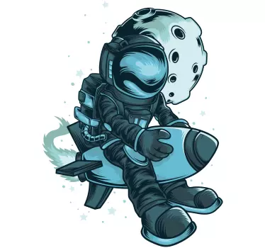 Naklejka na ścianę kosmos Rakieta astronauty - TenStickers