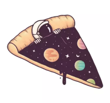 Naklejka na ścianę kosmos kawałek pizzy astronauta - TenStickers