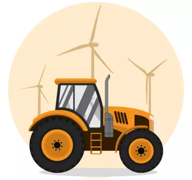 Naklejka na ścianę zabawki Traktor z tłem wiatraków - TenStickers