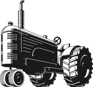 Naklejka ścienna Retro ciągnik monochromatyczny - TenStickers