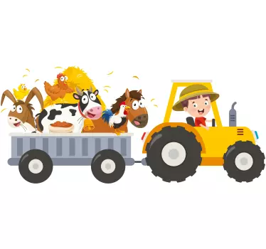 Naklejka na ścianę dla dzieci Mały farmer ze zwierzętami - TenStickers