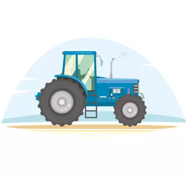 Naklejka ścienna zabawki Ilustracja niebieskiego ciągnika - TenStickers