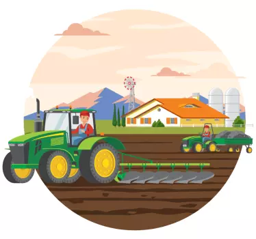 Naklejka na ścianę Traktor na polu - TenStickers
