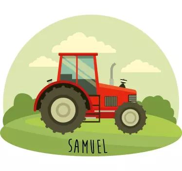 Naklejka na ścianę zabawki Imię i mały traktor - TenStickers