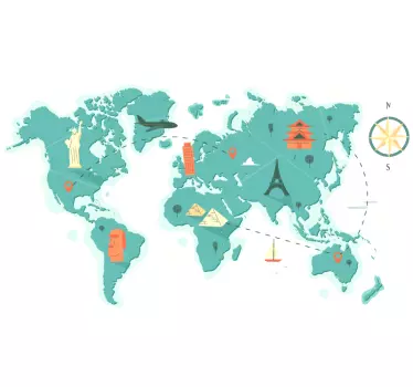 Naklejka na ścianę mapa świata Banalna mapa świata - TenStickers