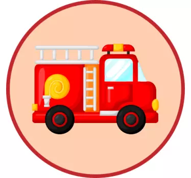 Naklejka ścienna dla dzieci Strażak czerwony samochód strażacki - TenStickers