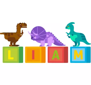 Naklejka ścienna Nazwa w kwadraty dinozaura - TenStickers