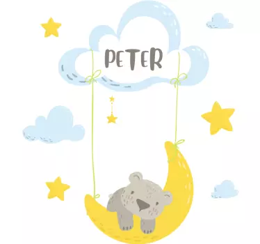 Naklejka na ścianę dla dzieci niedźwiedź na księżycu - TenStickers
