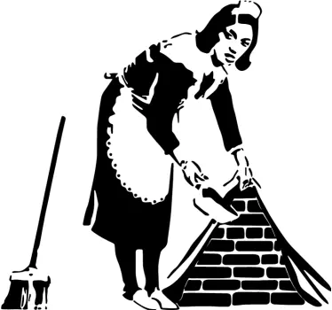 Naklejka ścienna artystyczna Kobieta sprzątająca banksy - TenStickers