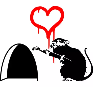 Naklejka ścienna artystyczna Szczur i banksy serca - TenStickers