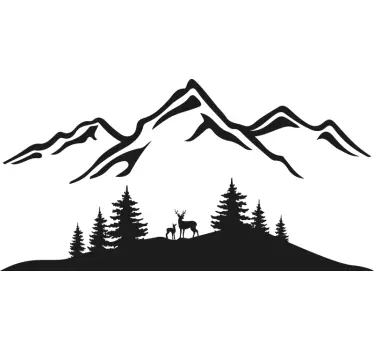 Naklejka ścienna natura Górska przyroda z jeleniem - TenStickers