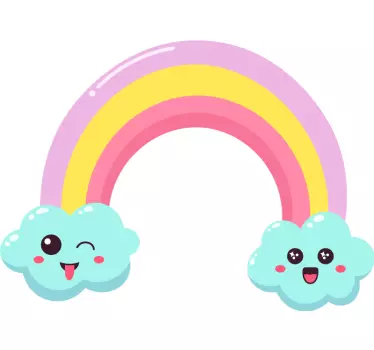 Naklejka na ścianę dla dzieci urocza chmurka z tęczą - TenStickers
