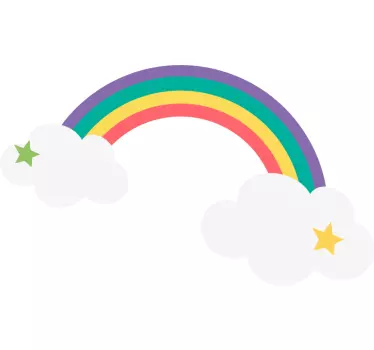 Naklejka na ścianę dla dzieci tęczowa scena chmur - TenStickers