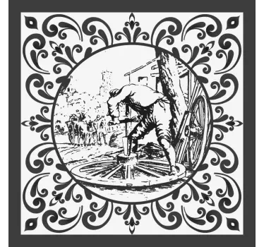 Naklejka na płytki wzór w stylu vintage - TenStickers