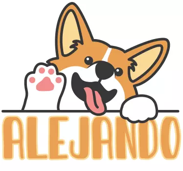 Naklejka ścienna Anime Piesek corgi z imieniem - TenStickers