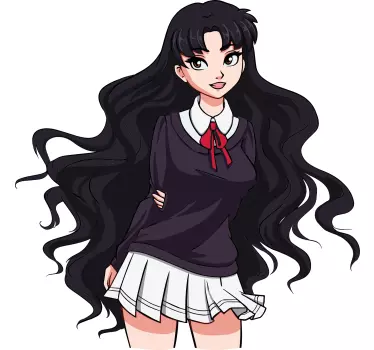 Naklejka na ścianę Anime długowłosa uczennica - TenStickers