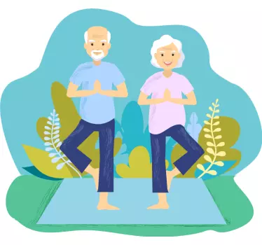 Naklejka na ścianę moda praktyka jogi dla seniorów - TenStickers