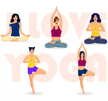 Naklejka na ścianę Joga różne pozycję jogi  - TenStickers