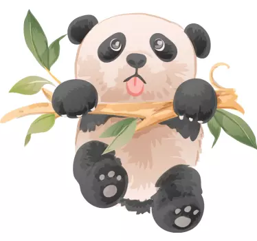 Naklejka ścienna dzikie zwierzęta Panda wisząca na gałęzi drzewa - TenStickers