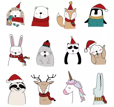 Naklejka dla dzieci na szyby Świątczne zwierzęta  - TenStickers