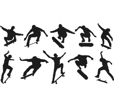 Naklejka na okno Sylwetki skateborders - TenStickers