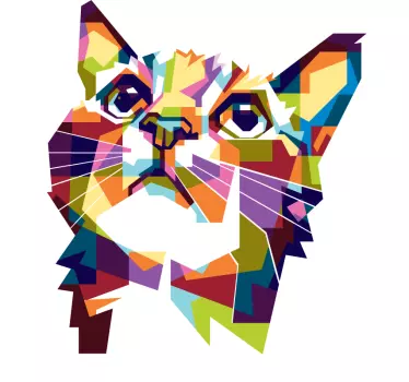 Naklejka ścienna artystyczna Kolor plusk kolorowy kot - TenStickers