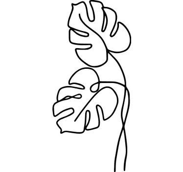 Naklejka na ścianę do salonu Minimalistyczny liść monstera - TenStickers