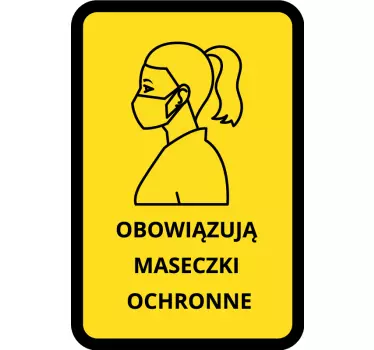 Naklejka na ścianę covid-19 Nakaz maseczki - TenStickers