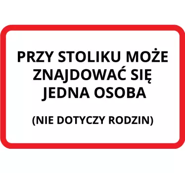 Naklejka ścienna polskie napisy Jedna osoba przy stole - TenStickers
