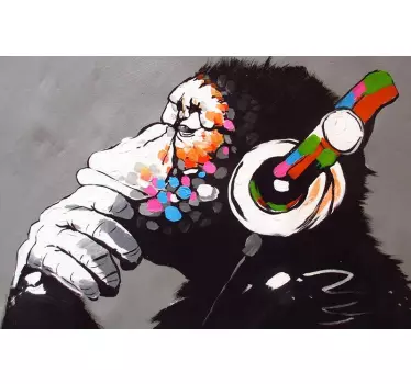 Naklejka na laptopa Dj monkey graffiti bansky - TenStickers