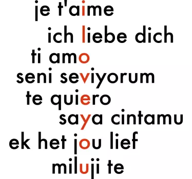 Naklejka ścienna miłość Kocham cię w różnych językach - TenStickers