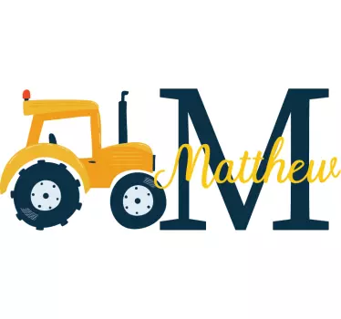 Naklejka na ścianę dla dzieci traktor z literą m - TenStickers