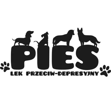 Naklejka ścienna polskie napisy Pies na depresję - TenStickers