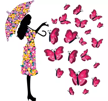 Naklejka ścienna Dziewczyna motyl - TenStickers