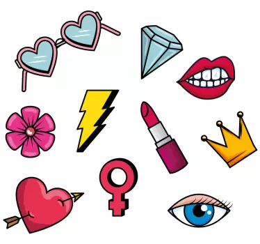 Naklejka na ścianę moda kolekcja kobiecych ikon - TenStickers