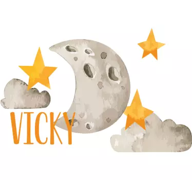Naklejka na laptopa personalizowane księżyc i gwiazdy - TenStickers