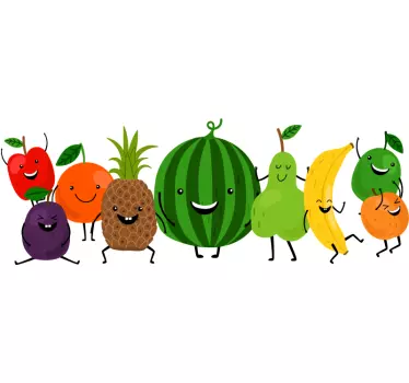 Naklejka na ścianę do kuchni śmieszne, uśmiechnięte owoce - TenStickers