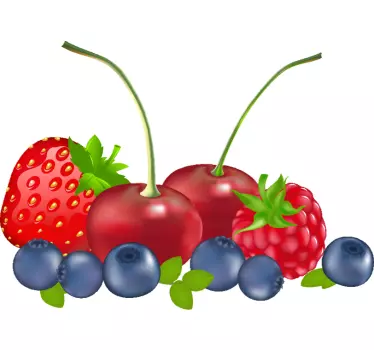 Naklejka do kuchni owoce 3 owoce na kolorowym tle - TenStickers