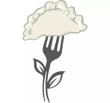 Naklejka na ścianę do kuchni pierogi na widelcu - TenStickers