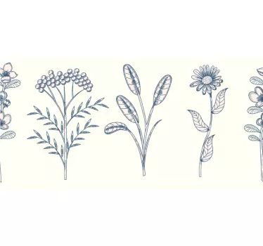 Naklejka ścienna szlaczki Vintage kwiaty botaniki - TenStickers