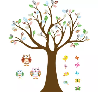 Naklejka na ścianę dla dzieci drzewo z ptakami - TenStickers