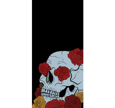 Naklejka na huaweia wzór czaszki z różami - TenStickers