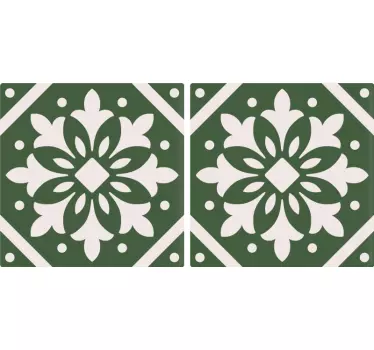 Naklejka na płytki Cementowe wzory na zielonym tle - TenStickers