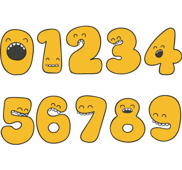 Naklejka na pojemnik radosne numerkowe twarze - TenStickers