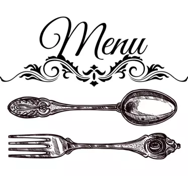 Okleina na lodówkę eleganckie menu sztućców - TenStickers