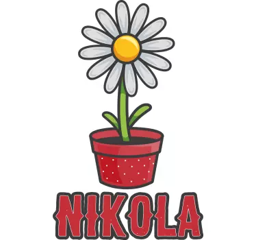 Naklejka na ścianę kwiaty stokrotka z imieniem - TenStickers
