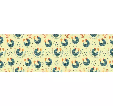 Okleina na meble Wzór z kurczaka w stylu vintage - TenStickers