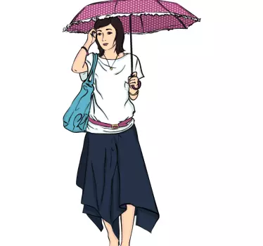 Naklejka Kobieta pod parasolką - TenStickers